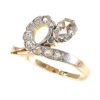 Antique diamond engagement asymmetric with pear shaped rose cut diamond